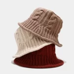 Knitted bucket round-face hats